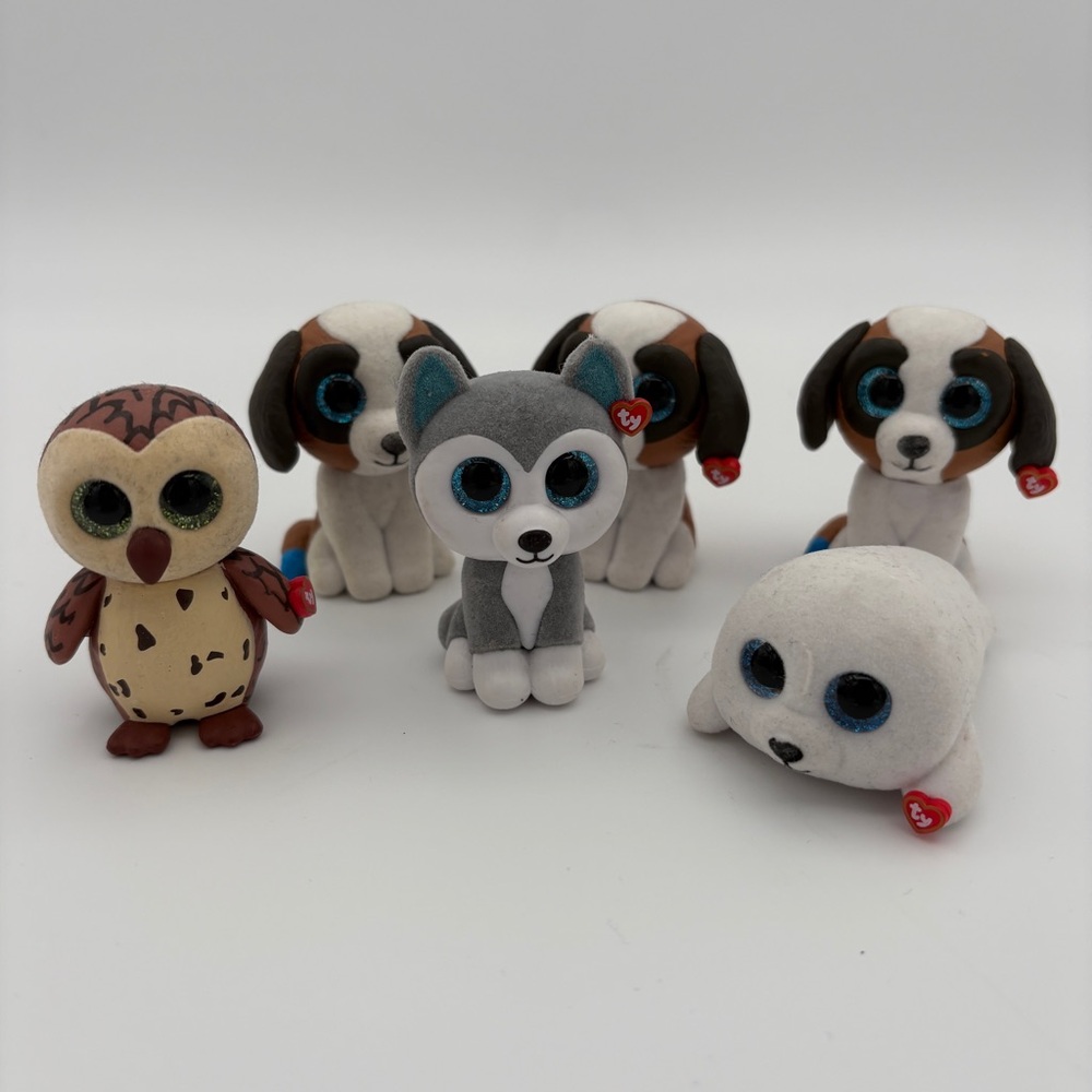 Six TY Beanie Boos - Mini Boos Hard Figures